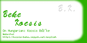 beke kocsis business card